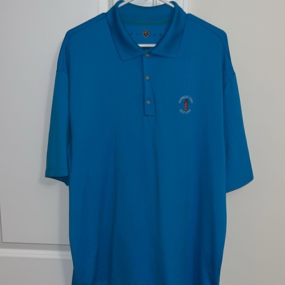 Amazing Harbour Town Golf Links performance Teal Blue Hilton Head polo shirt L